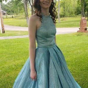 Sherri Hill Dress Size 00 Turquoise/Silver
